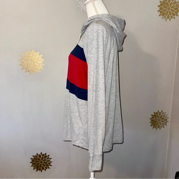 Tommy Hilfiger Sport Gray Red Blue L/S T-Shirt Hoodie 90’s Y2K‎ Ladie’s Small - Picture 4 of 11